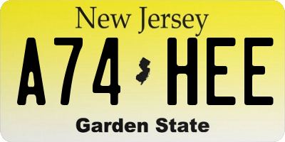 NJ license plate A74HEE