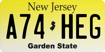 NJ license plate A74HEG