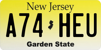 NJ license plate A74HEU