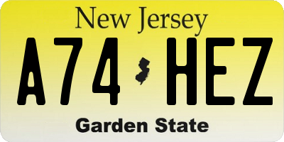 NJ license plate A74HEZ