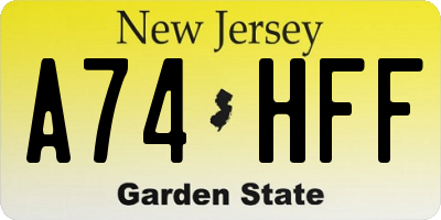 NJ license plate A74HFF