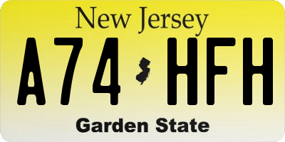 NJ license plate A74HFH