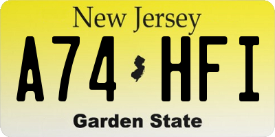 NJ license plate A74HFI