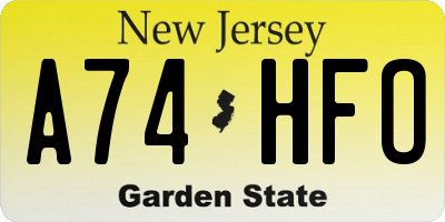 NJ license plate A74HFO