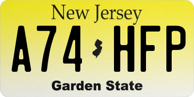 NJ license plate A74HFP