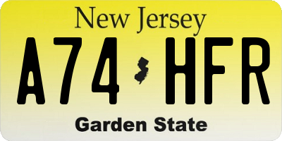 NJ license plate A74HFR