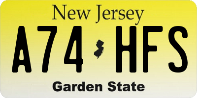 NJ license plate A74HFS