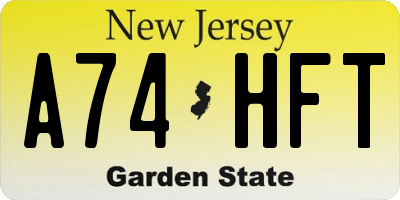 NJ license plate A74HFT