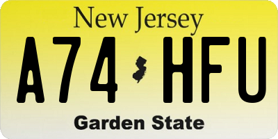 NJ license plate A74HFU