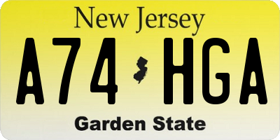 NJ license plate A74HGA