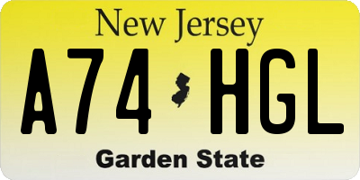 NJ license plate A74HGL