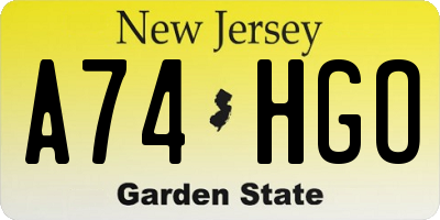 NJ license plate A74HGO