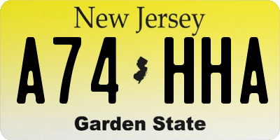 NJ license plate A74HHA