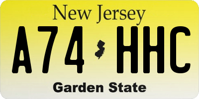 NJ license plate A74HHC