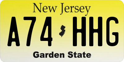 NJ license plate A74HHG