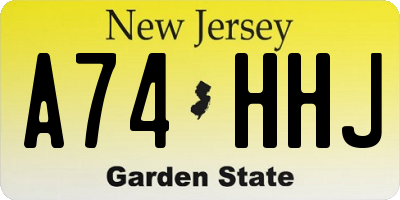 NJ license plate A74HHJ
