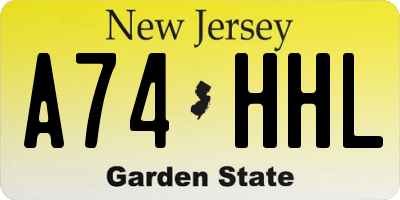 NJ license plate A74HHL