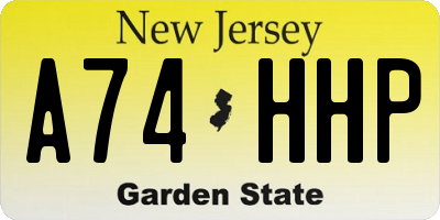 NJ license plate A74HHP