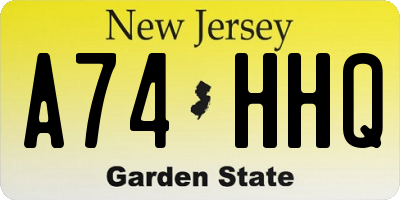NJ license plate A74HHQ
