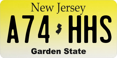 NJ license plate A74HHS