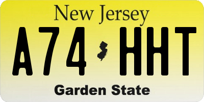 NJ license plate A74HHT