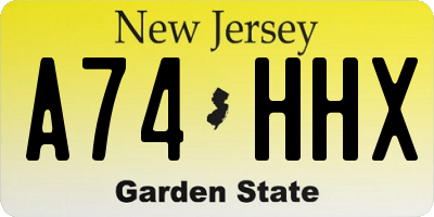 NJ license plate A74HHX