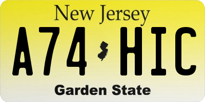 NJ license plate A74HIC