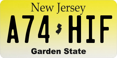 NJ license plate A74HIF