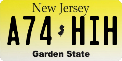 NJ license plate A74HIH