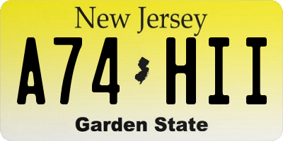 NJ license plate A74HII