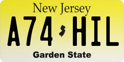 NJ license plate A74HIL