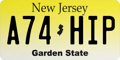 NJ license plate A74HIP