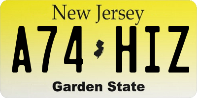 NJ license plate A74HIZ