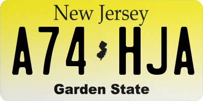 NJ license plate A74HJA