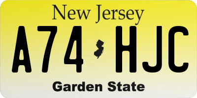 NJ license plate A74HJC