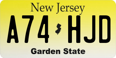 NJ license plate A74HJD