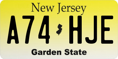 NJ license plate A74HJE