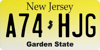 NJ license plate A74HJG