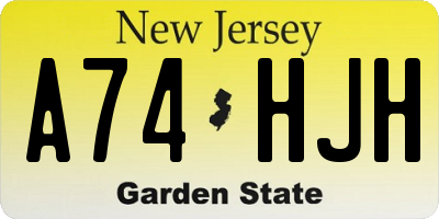 NJ license plate A74HJH
