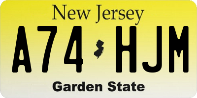 NJ license plate A74HJM
