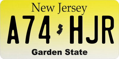 NJ license plate A74HJR