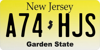NJ license plate A74HJS