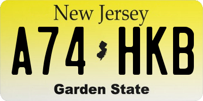 NJ license plate A74HKB