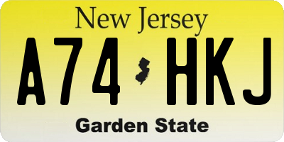 NJ license plate A74HKJ