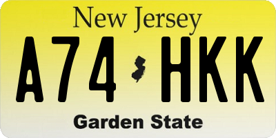 NJ license plate A74HKK