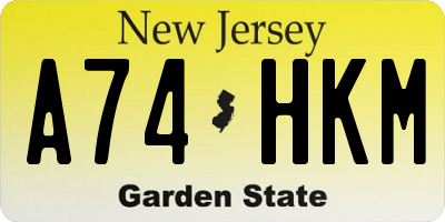 NJ license plate A74HKM