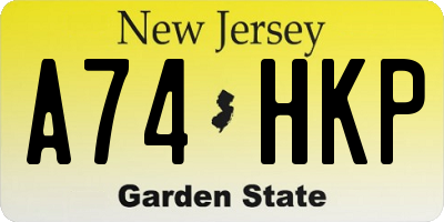 NJ license plate A74HKP