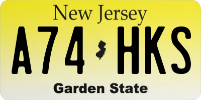 NJ license plate A74HKS