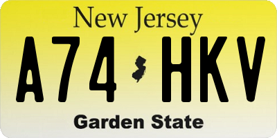 NJ license plate A74HKV