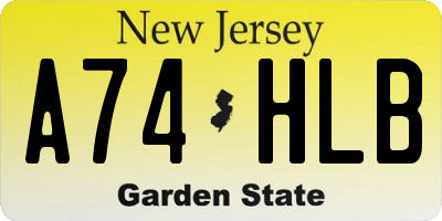 NJ license plate A74HLB